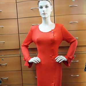 RED PARTY DRESS KNITTED VINTAGE NEW OLD STOCK